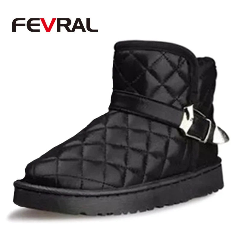 

FEVRAL Brand Fashion Women Boots Square Heel Platforms Zapatos Mujer Ankle Keep Warm Boots Comfortable Motorcycle Shoes Hot Sale