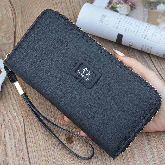 أزياء النساء محافظ PU محفظة جلدية طويلة غلق بمشبك الهاتف حقيبة المال عملة جيب حامل بطاقة الإناث محافظ Carteira فام