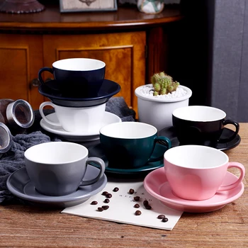 

OUSSIRRO Fashion Ceramic Coffee Milk Mug with Plate Couple's Morning Tea Cup Office Water Cup Gift for Girls