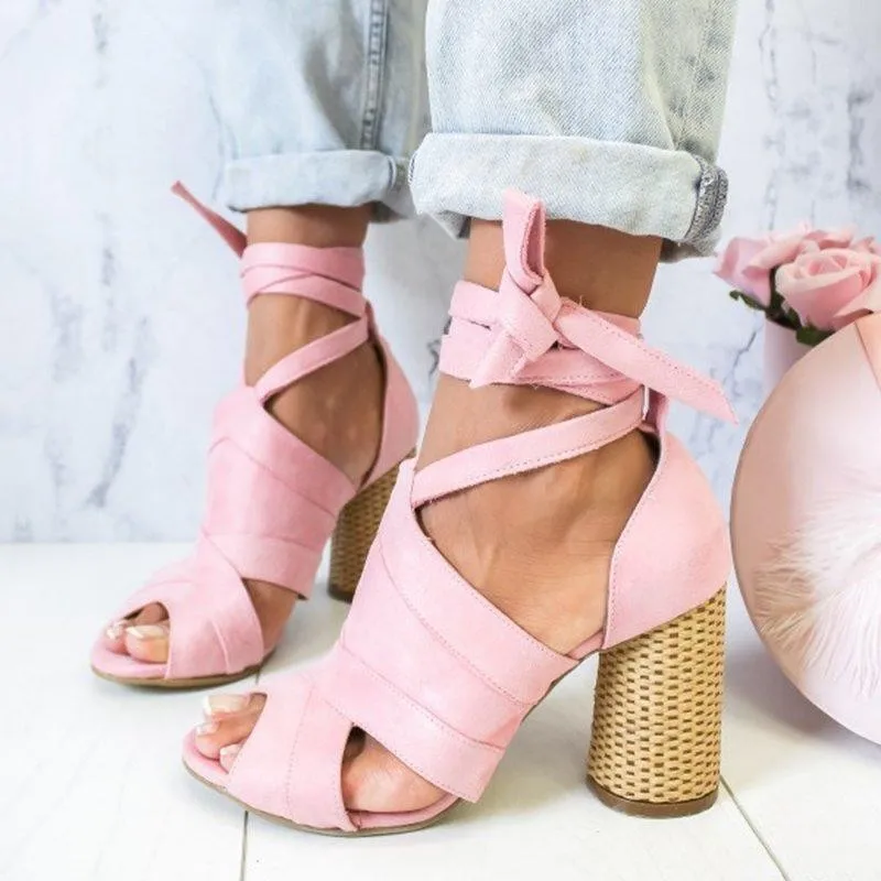 السيدات الصيف عارضة البوب الشباب حساسة صندل كعب عالٍ بلون عبر حزام حجم 34-43 احذية نسائية أحذية