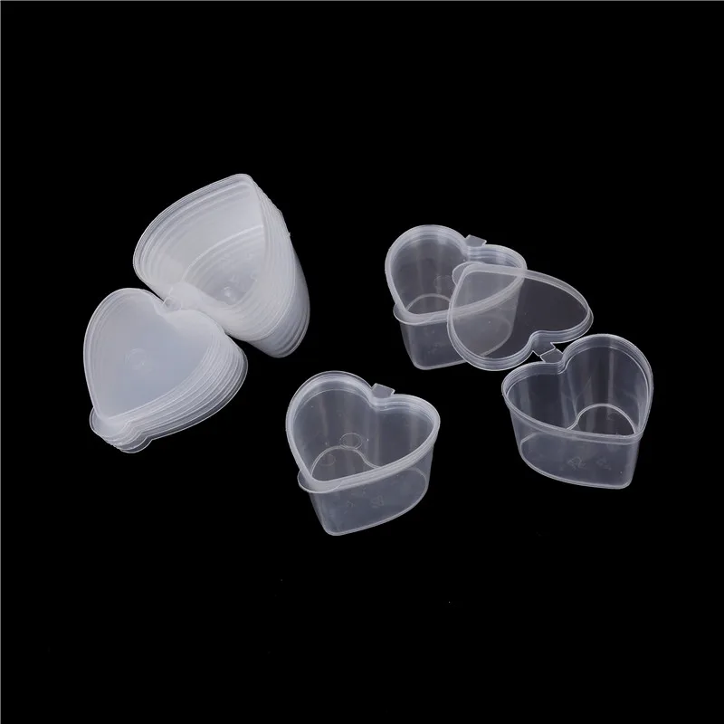 

10PCS/lot Hot Sale 50ml Heart Shape Storage Container With Lid For Playdough Slime Mud Light Clay Organizer Box