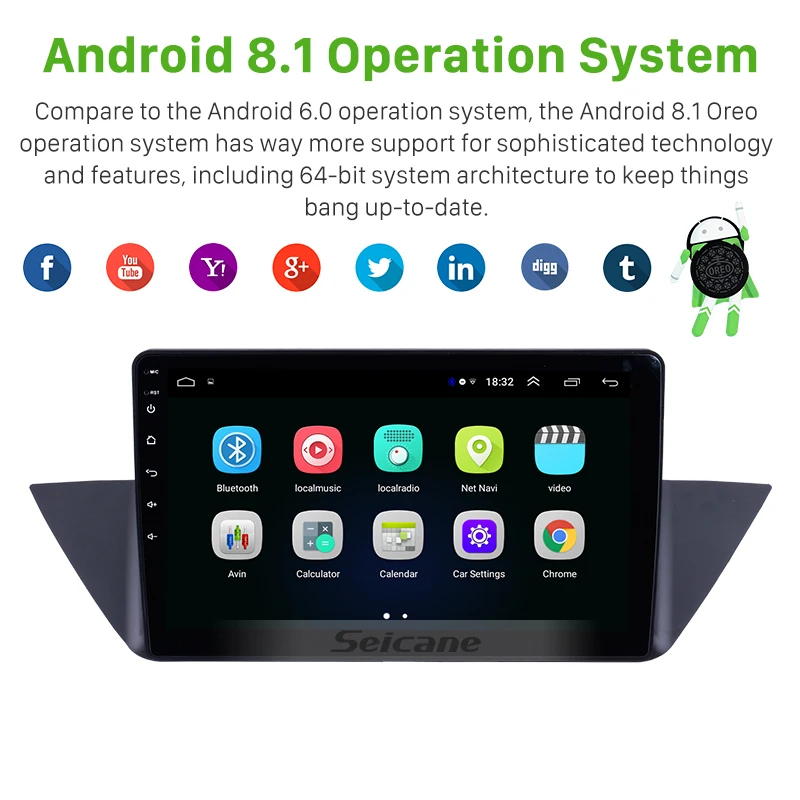 Top seicane Car Multimedia player 10.1 inch Android 8.1 HD 1080P Video touchscreen autoradio for BMW X1 E84 2009-2013 radio GPS WIFI 1
