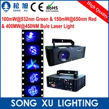 100mW@ 532nm зеленый и 150mW@ 650nm красный и 400MW@ 450NM Буле лазерный свет/SX-360-3DC