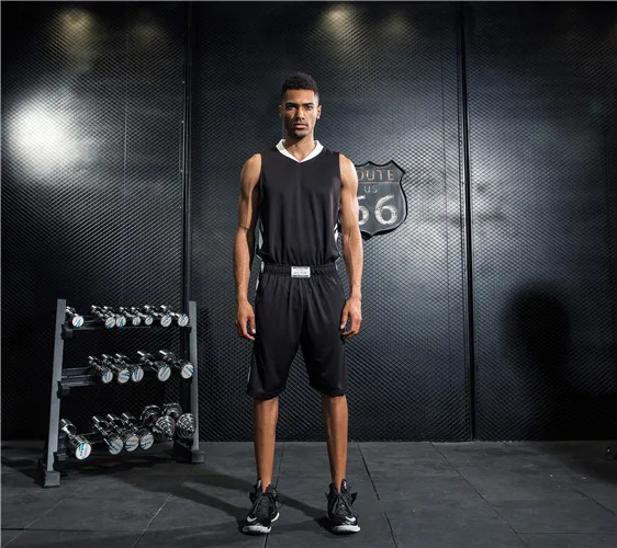 Мужская свободная одежда для баскетбола комплекты мужская тренировочная рубашка для взрослых спортивная одежда костюм тренировочные костюмы - Цвет: YQX466021 black