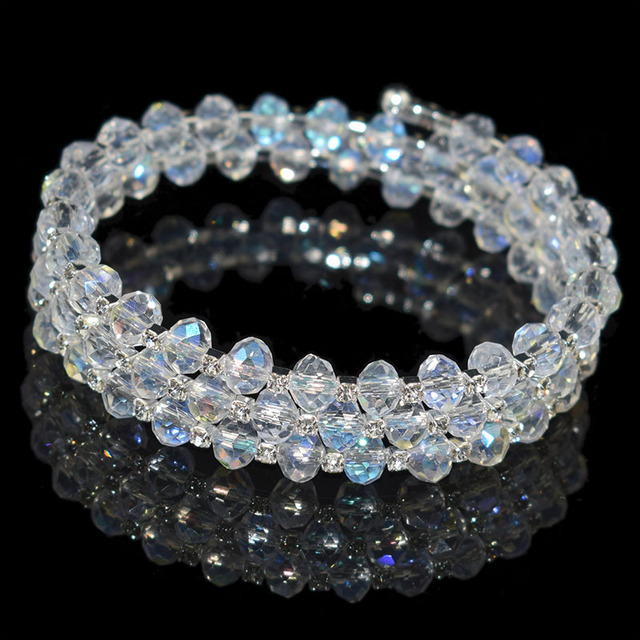 beads Bracelets & Bangles Women Jewelry 2/3 Row Blue/red/white/black/yellow/pink Wrapping arm bracelet for Girl Gift