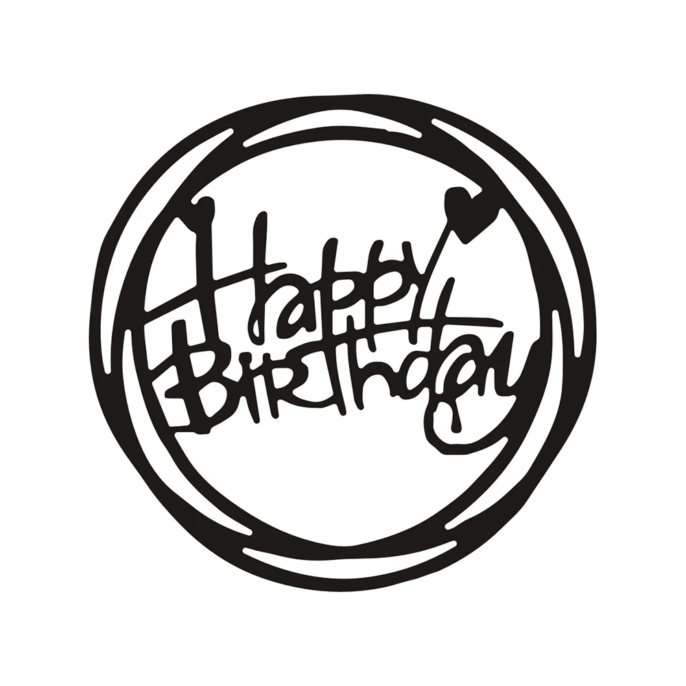 

McDies Happy Birthday Circle Frame Metal Steel Cutting Dies Stencil for diy scrapbooking Paper/photo Card Embossing Die Template