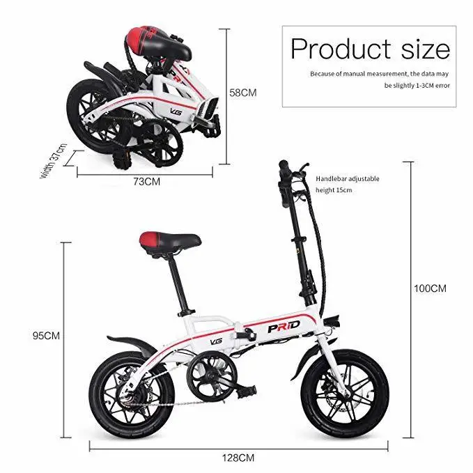 Top 14inch Aluminum Folding Electric Bike 36v10a Lithium Battery 350w Powerful Motor Electric Bicycle Scooter E Bike City Road Ebike 14