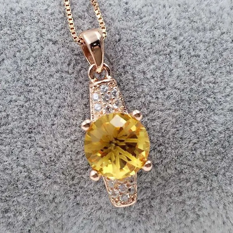 natural yellow crystal pendants 925 sterling silver natural gem