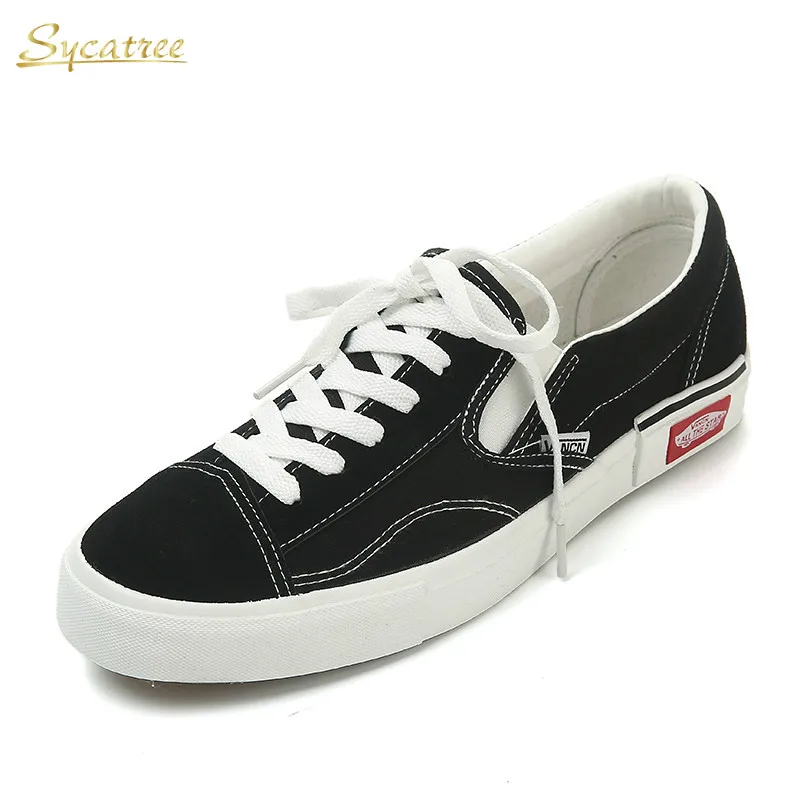 الرجال حذاء كاجوال 2019 الربيع زوجين حذاء قماش الرجال شمسيّة دانتيل عالية الجودة متابعة أسود أبيض منقوشة رياضية للجنسين الشقق أحذية تزلج