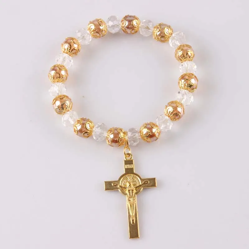 24 Glas жемчуг и pinkc вырезанные хрустальные браслеты для подарки на крещение Причастие сувениры recuerdos de Bautizo свадебные подарки/день рождения