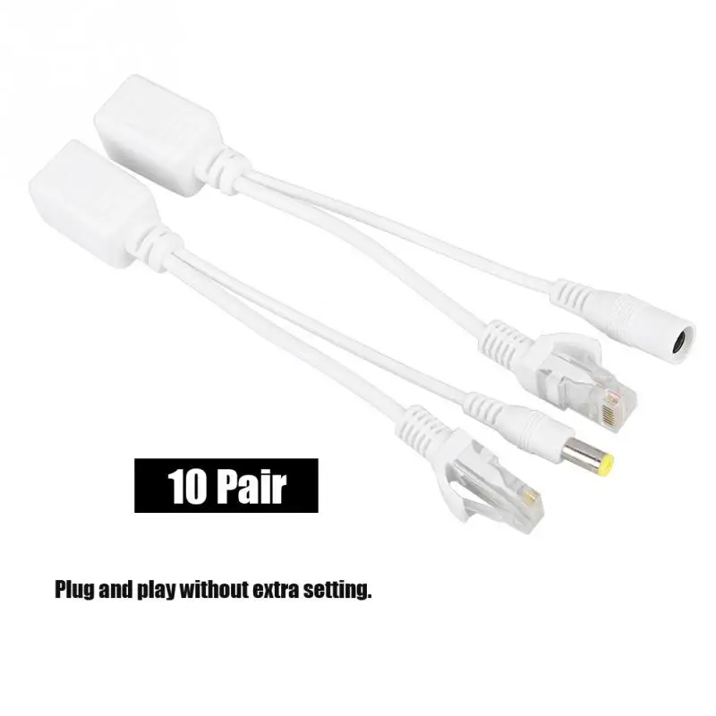 10 Pair DC 12 V IP Camera POE RJ45 Cable Power Over Ethernet Adapter Injector Splitter 10 Pair DC 12 V IP Camera POE RJ45 Cable Power Over Ethernet Adapter Injector Splitter