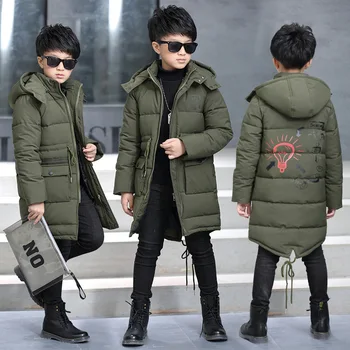 

Boys Mid-Long Design Hooded Casual Fashion Korean Style Thick Warm Winter Coats Big Boys Winter Jackets