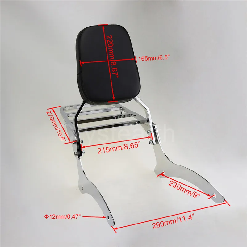 Хромированная задняя пассажирская спинка для мотоцикла Sissy Bar+ багажная стойка для 2000-2011 Yamaha V-Star V Star XVS Dragstar 1100 Classic