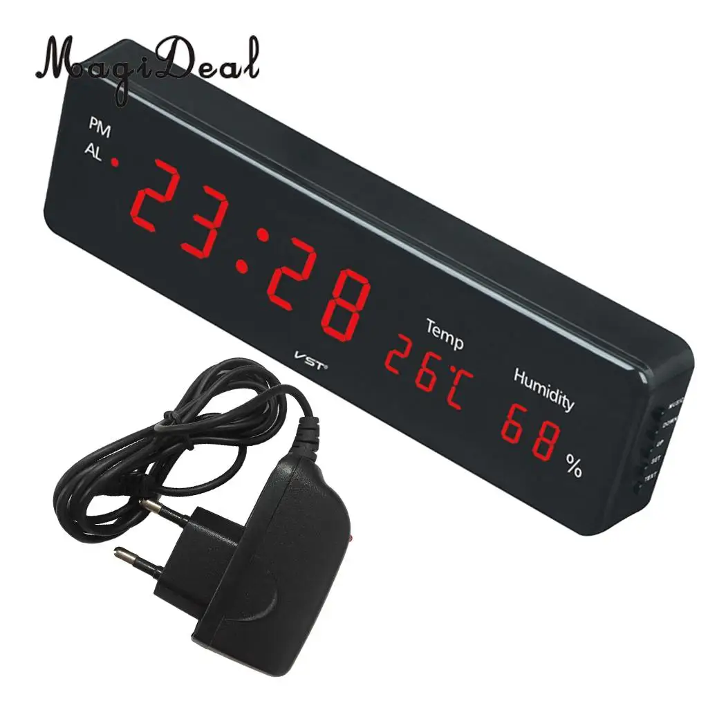 LED Digital Alarm Clock Desk Table Weather Station Desk Temperature Hygrometer Electronic Clock EU Plug