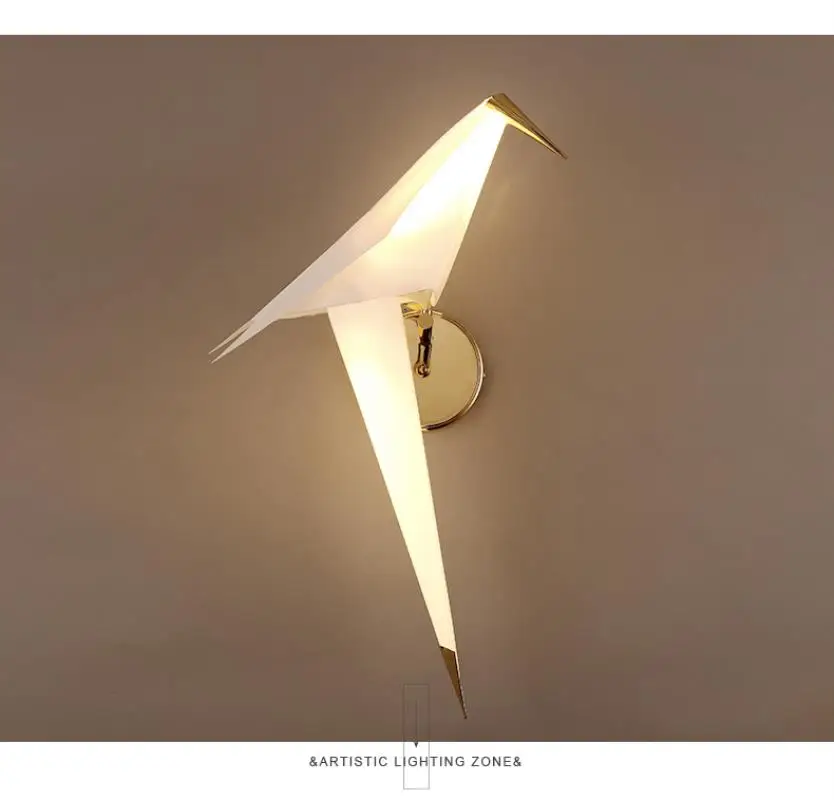 New Bird Design Wall LED  Lamp Bedside Lamp Creative Origami Paper Crane Wall Light for Loft Bedroom Study Foyer Dining Room