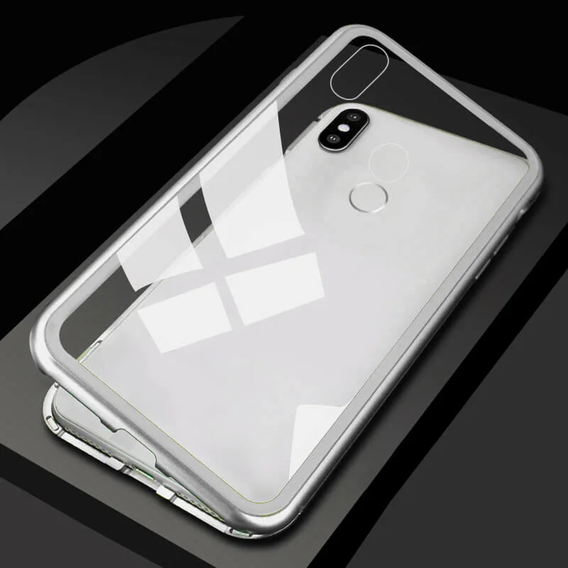 Горячая 360 Магнитная Адсорбция чехол для iPhone X/XS/XR/XMAX закаленное стекло с магнитом крышка и оболочка - Цвет: Transparent White