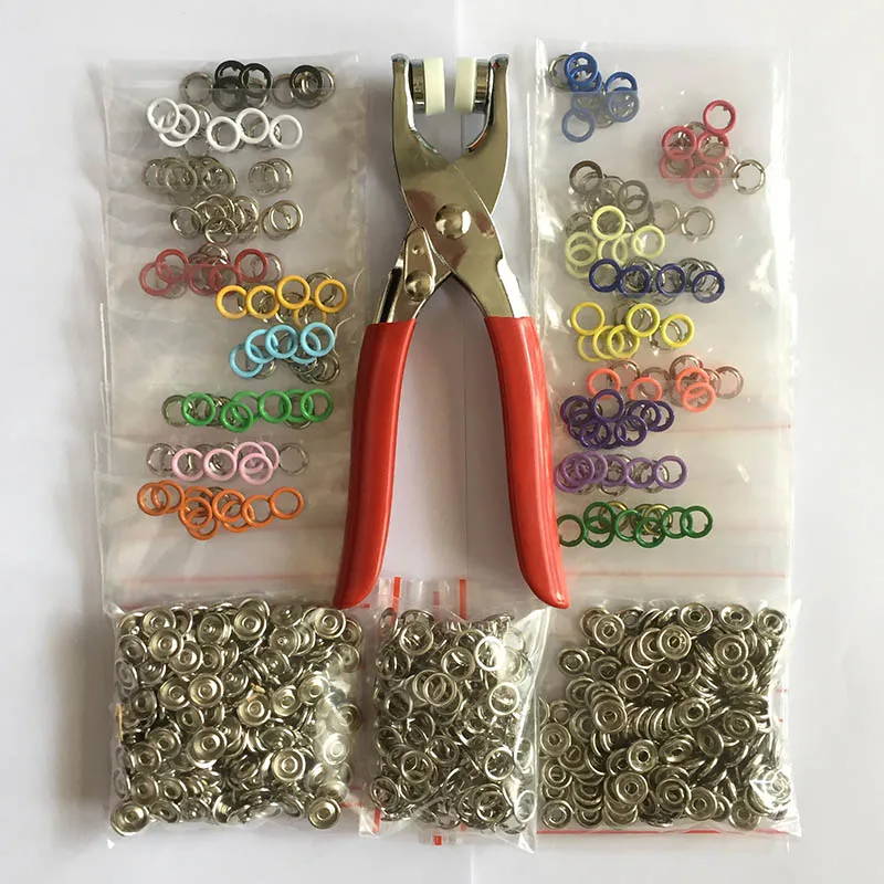 

Easy-use Plier Tool High Quality Brass 9.5mm Prong Snap Button 200set 20colors Available Fasteners Press Studs Poppers Buckles