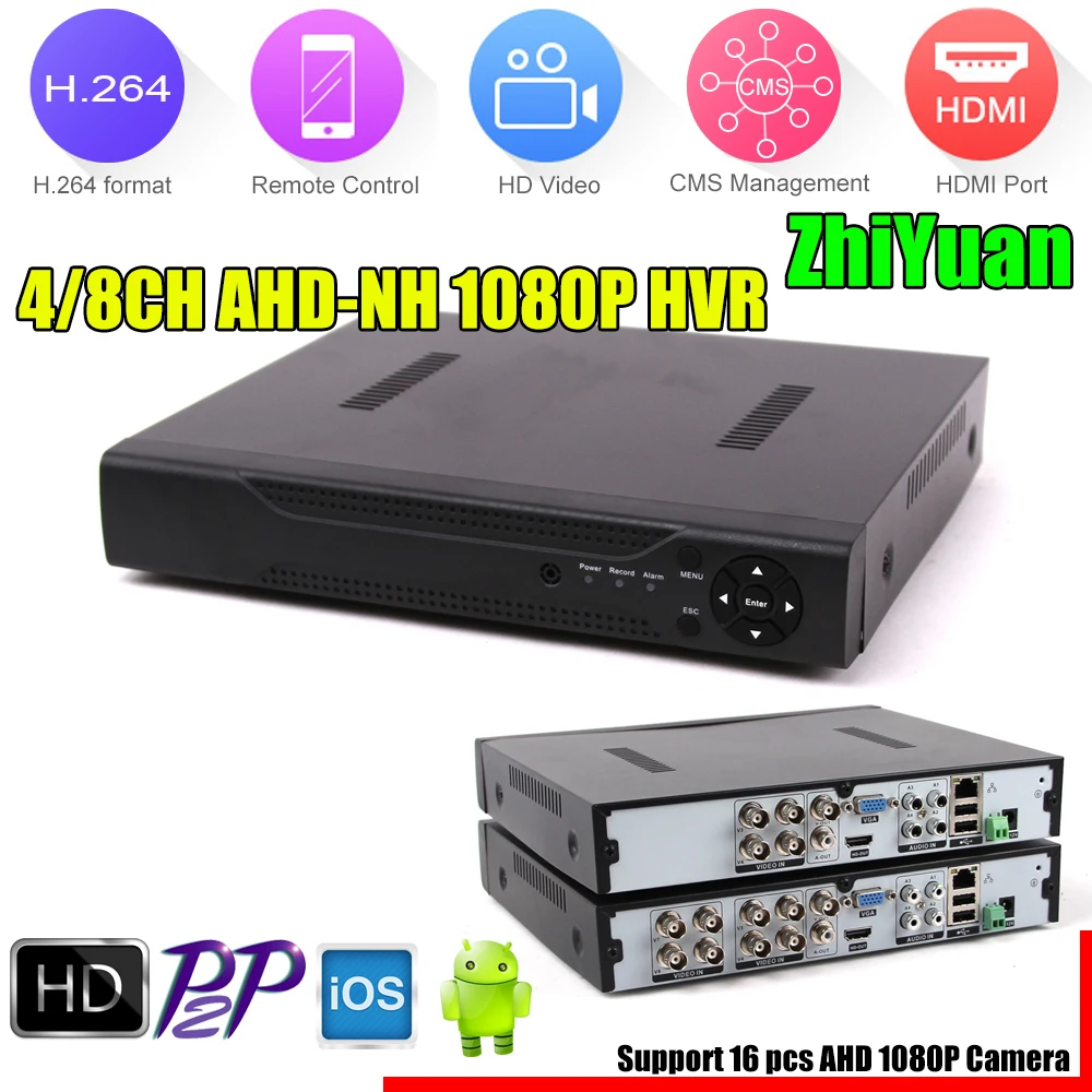 Zhiyuan Chip Hybrid AHD DVR NVR HVR Support Up to 6TB HDD Work for AHD 1080P 960P 720P digital camera Analog Camera