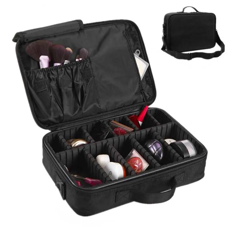 

LHLYSGS Brand Women Travel Large Double Layer Professional Cosmetic Cases For Organizer Tattoos Nail Art Tool Beauty Makeup Bag