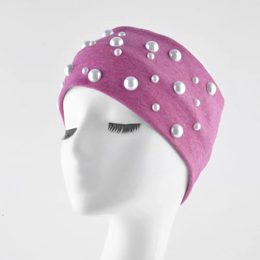 Летние белые ободок на голову с жемчугом для женщин модные DIY хлопковые повязки на голову с аппликацией Дамская резинка для волос