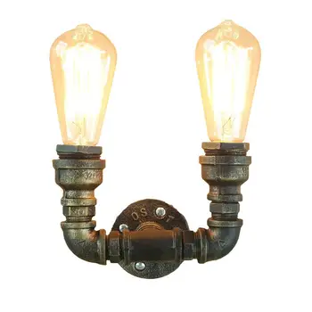 

YouOKLight YK2404 E27 Lighting Double-End Water Pipe American Loft Industrial Wall Lamps Vintage Bedside Wall Light (AC85-265V)