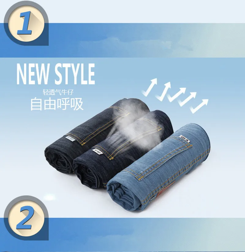 Brand Men's Jeans Spring summer Business Casual Loose Long Pants Male Solid Straight Jeans For Men factory Price  (16)