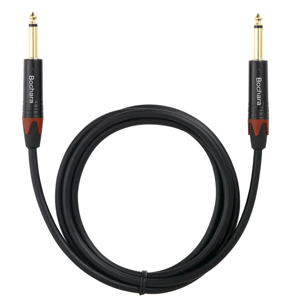 Bochara 1/4 ''jack 6 5 мм TS to кабель для гитары OFC аудио фольга и Плетеный экранированный