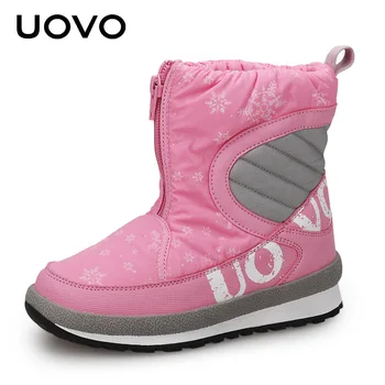 

New Arrival Uovo Brand Boys Girls Winter Boots Oxford Cloth+PU Leather Kids Fashion Boots Warm Children Footwear Shoes Size30-38