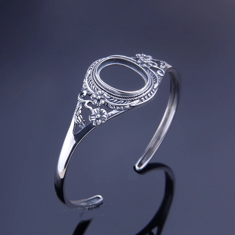 

13.5*17mm 925 STERLING SILVER diy base Blanks Pad cuff wedding bracelet bangle Setting flower Jewelry findings Gift DIY A2934