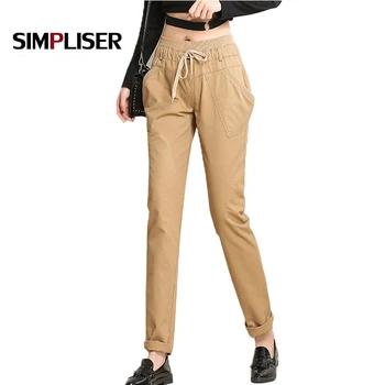 

2019 Cargo Pants Women casual Trousers Drawstring Pencil Pants Ladies Pantalon Femme Black Khaki Pantalones Mujer 3xl