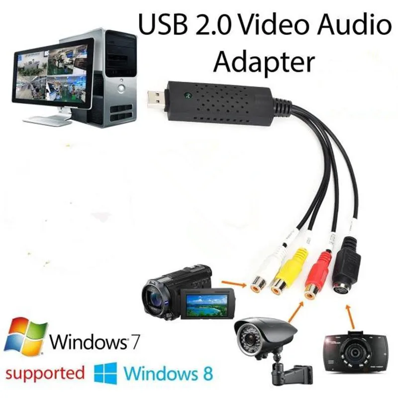 USB EasyCAP 2,0 видео Захват ТВ DVD VHS видео DVR Захват адаптер карта с аудио Поддержка Win7/8/Vista для компьютера/CC ТВ камеры