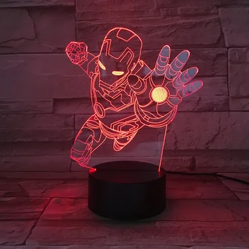 

7 Color Changing Iron Man Modelling LED 3D Night Lights Luminarias Super Hero Creative Ambient Table Lamp Home Decor Kids Gifts