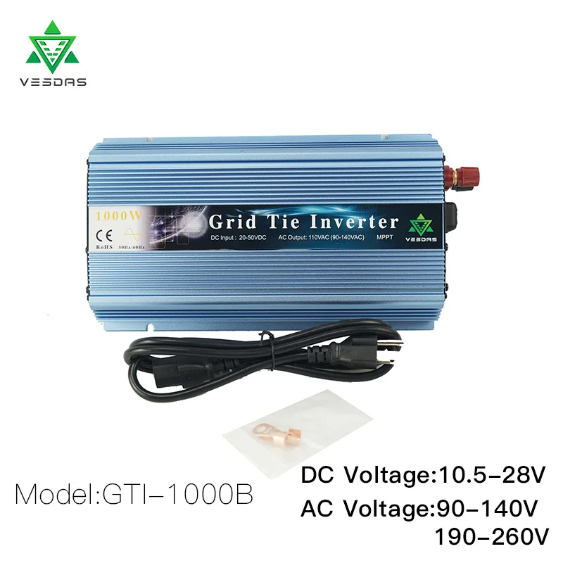 MPPT функция 1000 Вт для широкого напряжения DC10.5V 28V до AC90V 140V или 180 в 260 чистая