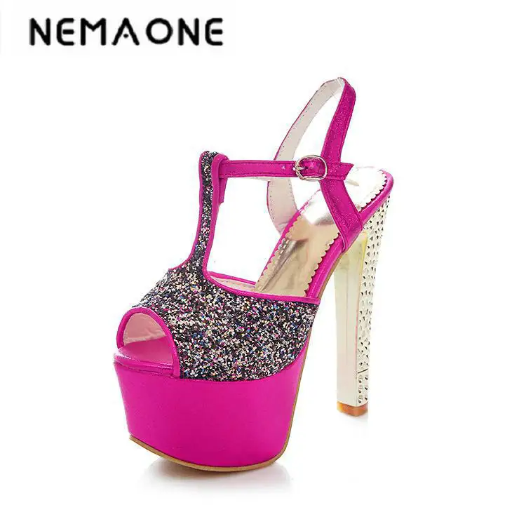 

New shiny Summer High Heels Shoes Fashion peep Toe high Heel Sandals Sexy Nightclub Party Shoes Women Pumps Platform Shoes