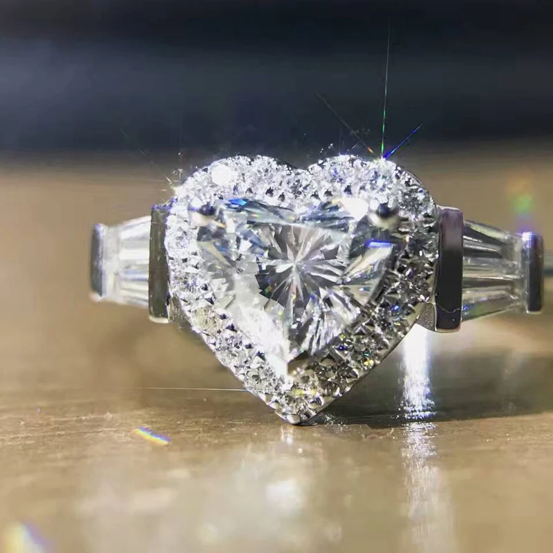 LASAMERO GIA Certificate 1.20CTW Heart Cut Natural Real Diamond Ring Halo Accents 18k Gold Engagement Wedding Promise Stack Ring