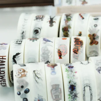 

1 Pcs Cute DIY 15mm*10m Japanese Paper Washi Tapes Halloween Pumpkin Deer Bat Masking Tapes Decorative Adhesive Tapes