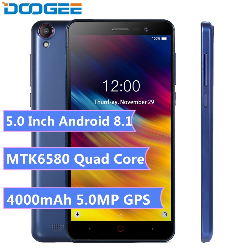 Оригинальный Doogee X100 3g Smarthone 5 0 дюймов Android 8 1 Telefone MTK6580 четырехъядерный ГБ 4000 мАч wifi