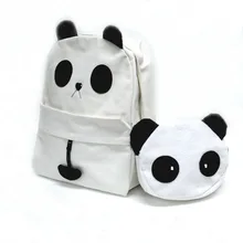 1 pc Toile Fille Femmes Sac À Dos Avec Panda Toile Sac D’école Pour Les Adolescents De Mode Blanc Étudiant Sac-BIA109 PR30 en gros