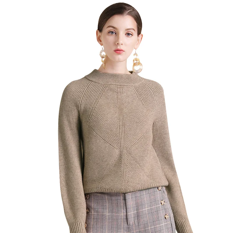 Solid elastic knit loose pullovers sweater 2018 new o-neck women autumn winter basic long sleeve sweater