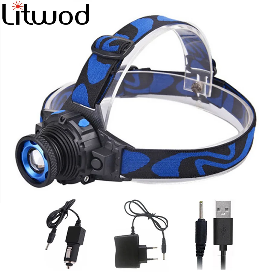 

Litwod Z20 Q5 Led bright Headlamp Flashlight head Build-in Rechargeable Head lamp Zoomable Head light use camping