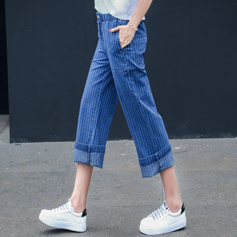 Высокое качество женские длинные джинсы с высокой талией вымоющиеся джинсы винтажные свободные прямые джинсовые брюки