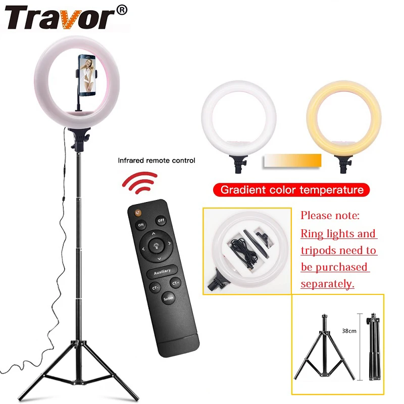 

LED Ring Light 12.6 Inch Bi-color 3500K-5600K Circular Light Studio Ring Lamp Photography Photo ringlight for Youtube Makeup