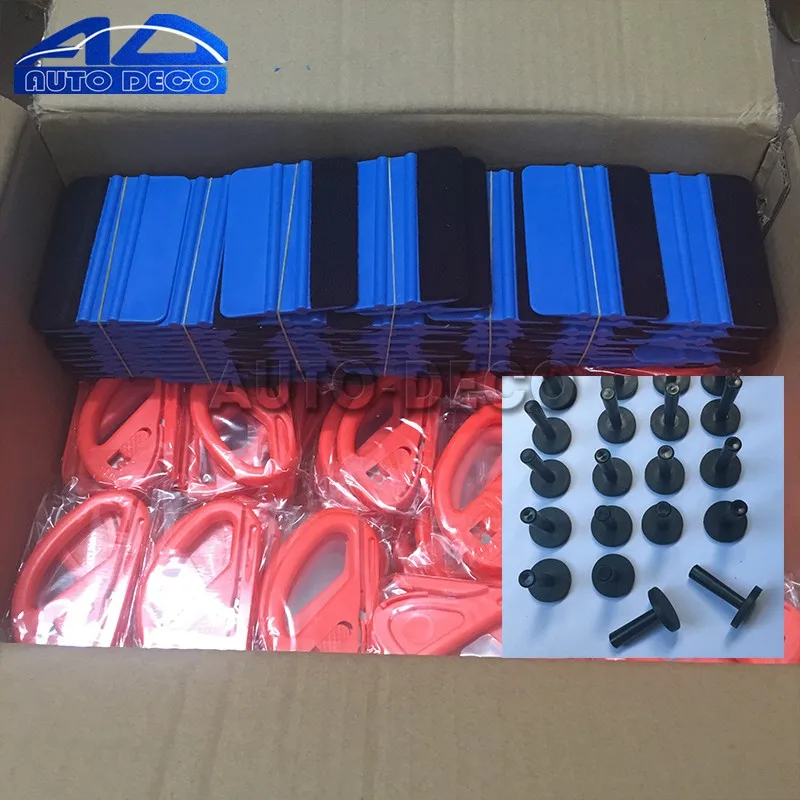 

Useful Car Wrapping Tools Blue Scraper Squeegee with Felt Edge Magnetic Magnet Holder Vinyl Cutter Install Tools Set