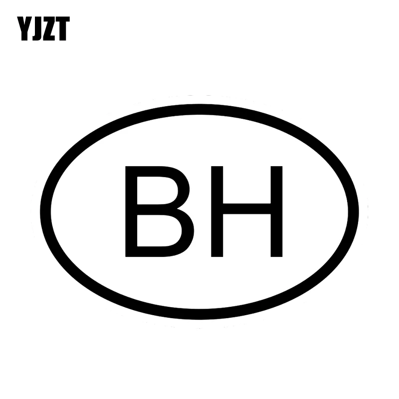 YJZT 14.1CM*9.6CM BH BAHRAIN COUNTRY CODE OVAL CAR STICKER VINYL DECAL