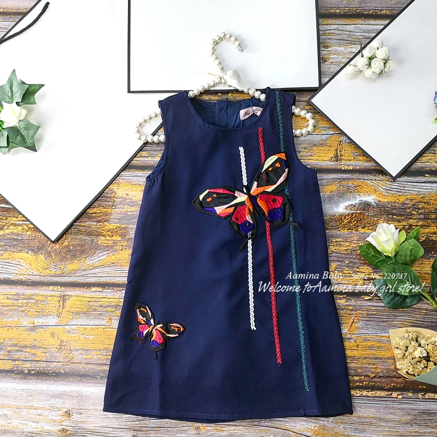 59C/брендовые рождественские платья принцессы с вышивкой бабочки для маленьких девочек осенне-зимнее детское платье для девочек,, одежда для маленьких девочек