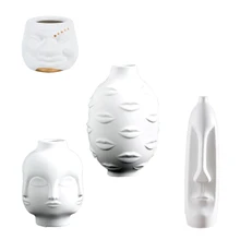 Lady Face Head Planter Vase Face Vase for Flower Human Face Flower Vase Succulent Pot Home Garden Ornament White Ceramic Craft