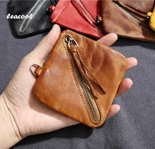 LEACOOL SheepSkin 100% Genuine Leather Coin Purse Men Women Small Mini Pocket Individuality Leather Money Bag Coin Case