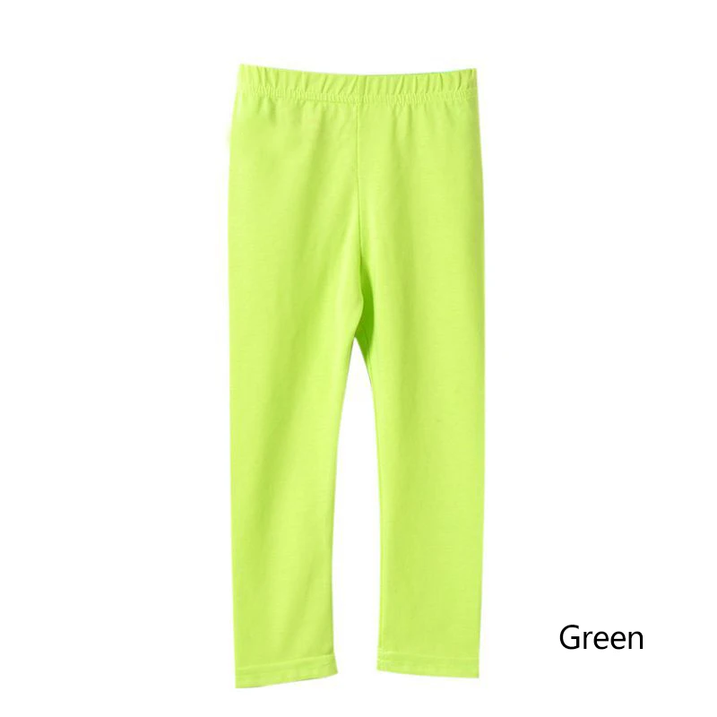 Детские леггинсы ярких цветов для девочек узкие брюки для маленьких девочек леггинсы длиной до щиколотки обтягивающие леггинсы для детей от 2 до 13 лет - Цвет: Green