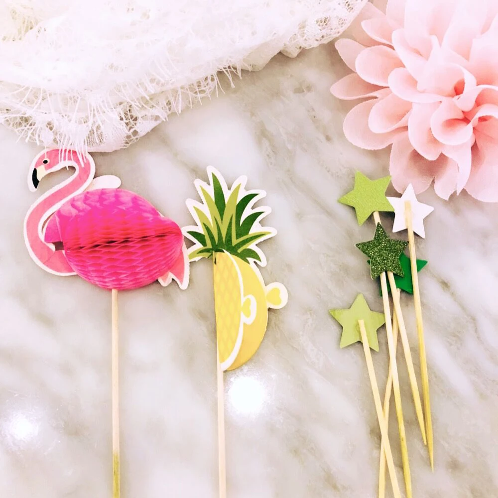 NEW 10pcs Stereo Pineapple Flamingo Fruit Toothpick Flower Sign Wedding Party Decoration Easter Home Decoration Accessories (7)