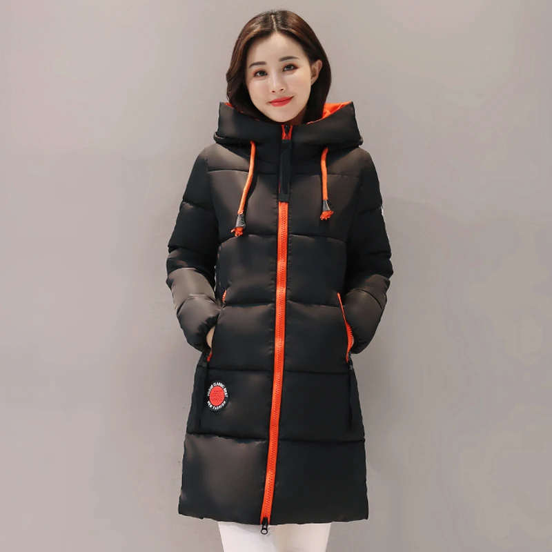 

2018 Winter jacket women Thick Long Womens Parkas Hooded Female Outwear Coat Cotton Padded Snow Wear Medium-Long
